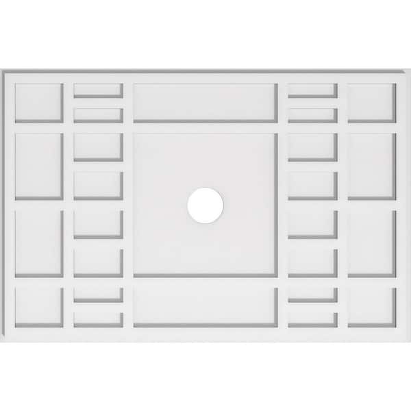 Ekena Millwork 34 in. W x 22-5/8 in. H x 3 in. ID x 1 in. P Beaux Architectural Grade PVC Contemporary Ceiling Medallion