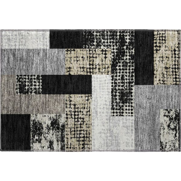 Addison Rugs Mayfield Premium Machine Washable Abstract AMF941 Black 2 ft. x 3 ft. Area Rug
