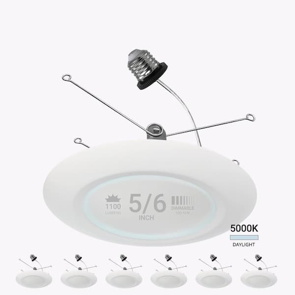 5/6 in. 5000K Daylight Remodel 15-Watt Retrofit Disk Light E26 Base Integrated LED Recessed Lighting Kit (6-Pack)