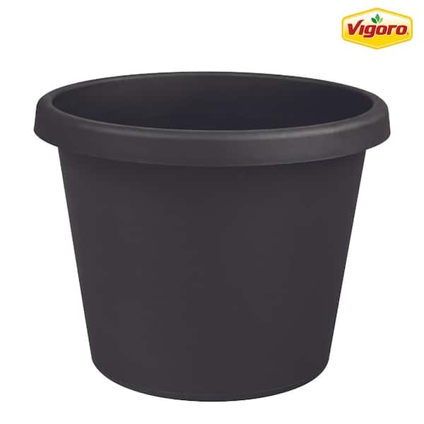 Vigoro 6 in. Antonella Small Black Plastic Planter (6 in. D x 4.8 in. H) with Drainage Hole