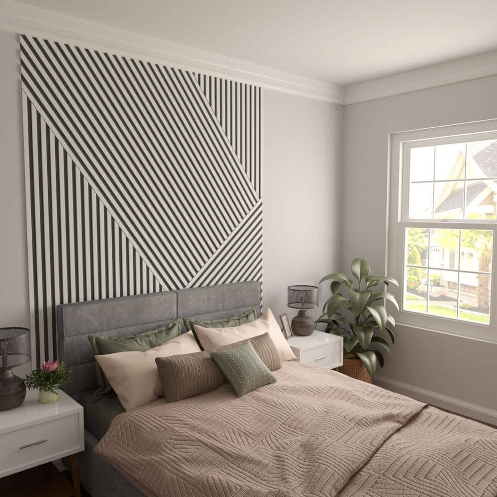 47"H Black and White PVC Slat Wall Panel Kit