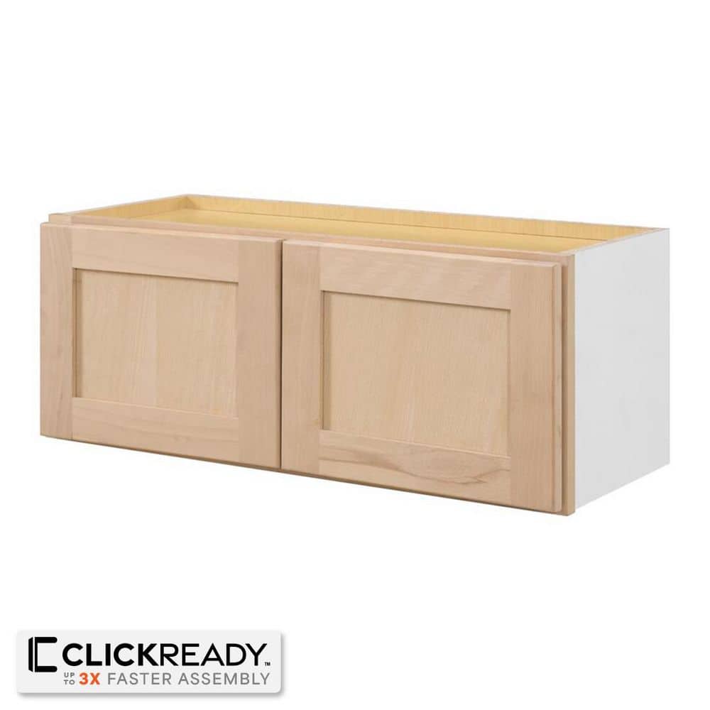 Hampton Bay 30 in. W x 12 in. D x 12 in. H Ready to Assemble Wall Bridge Kitchen Cabinet in Unfinished with CLICKREADY Technology