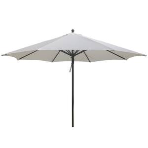 12 ft. Brown Pole Market Pulley and Pin lift Outdoor Patio Umbrella in White