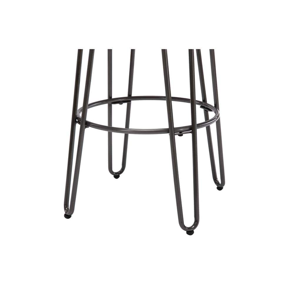 30" Quinn Natural Metal and Wood Backless Barstool