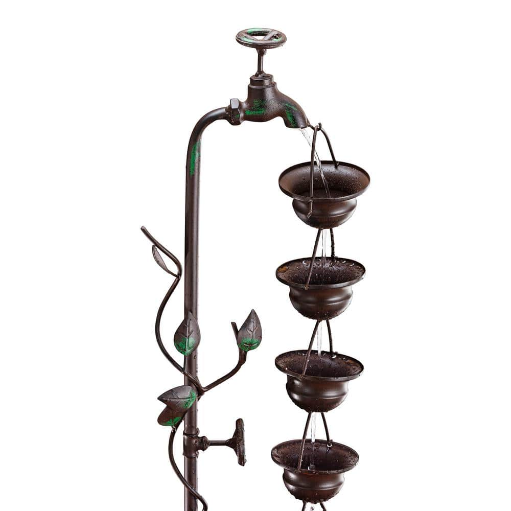 Bronze 6-Cup Tiered Outdoor Floor Fountain