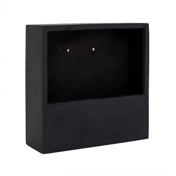 11.81 in. W x 3.54 in. H XS Square Black Fiberstone Jack Wally Planter, Modern Garden Decor, Sleek Design Planter