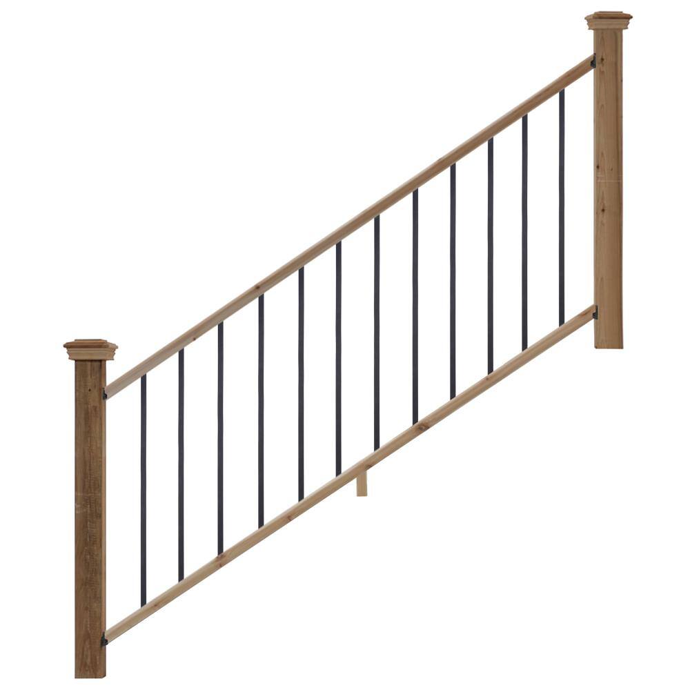 ProWood 6 ft. Cedar Moulded Stair Rail Kit with Aluminum Square ...