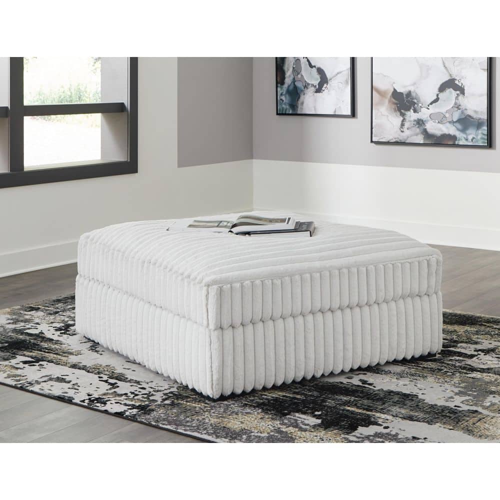 Stupendous White Polyester Square Accent Oversized Ottoman