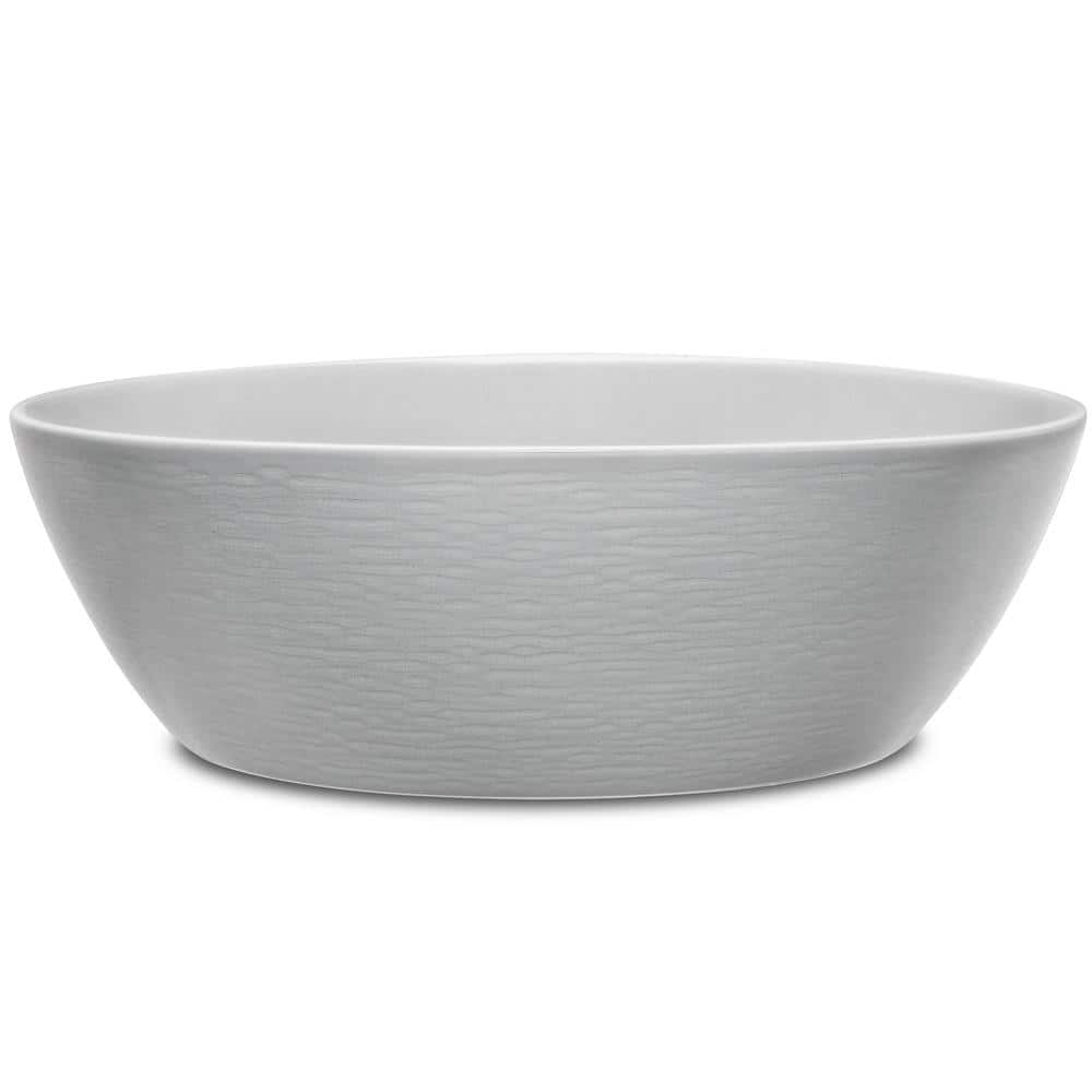 Noritake Colorscapes Grey-on-Grey Swirl 10.25 in., 90 fl.oz. Black Porcelain Round Serving Bowl, Gray -  4390-426
