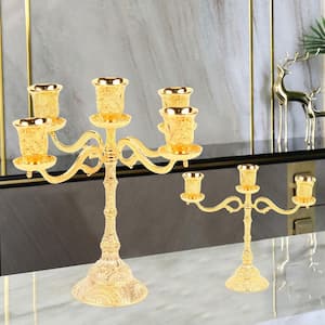 Golden European Style Candlestick Decoration Zinc Alloy Candle Holder 3 Heads