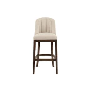 Ingram Upholstered Bar Stool with Channel Tufted Back and Biscuit Beige Seat (20 in. W x 45.28 in. H)