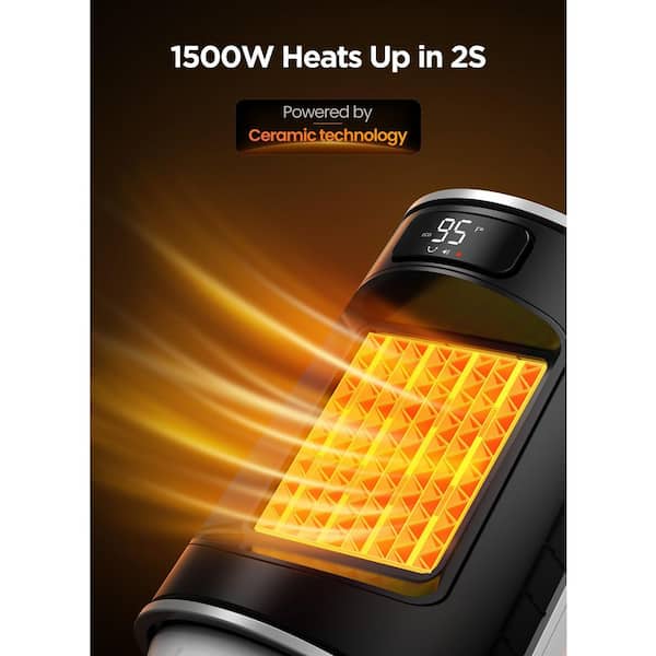 1500-Watt White Indoor Electric PTC Ceramic Tower Heater with Fast