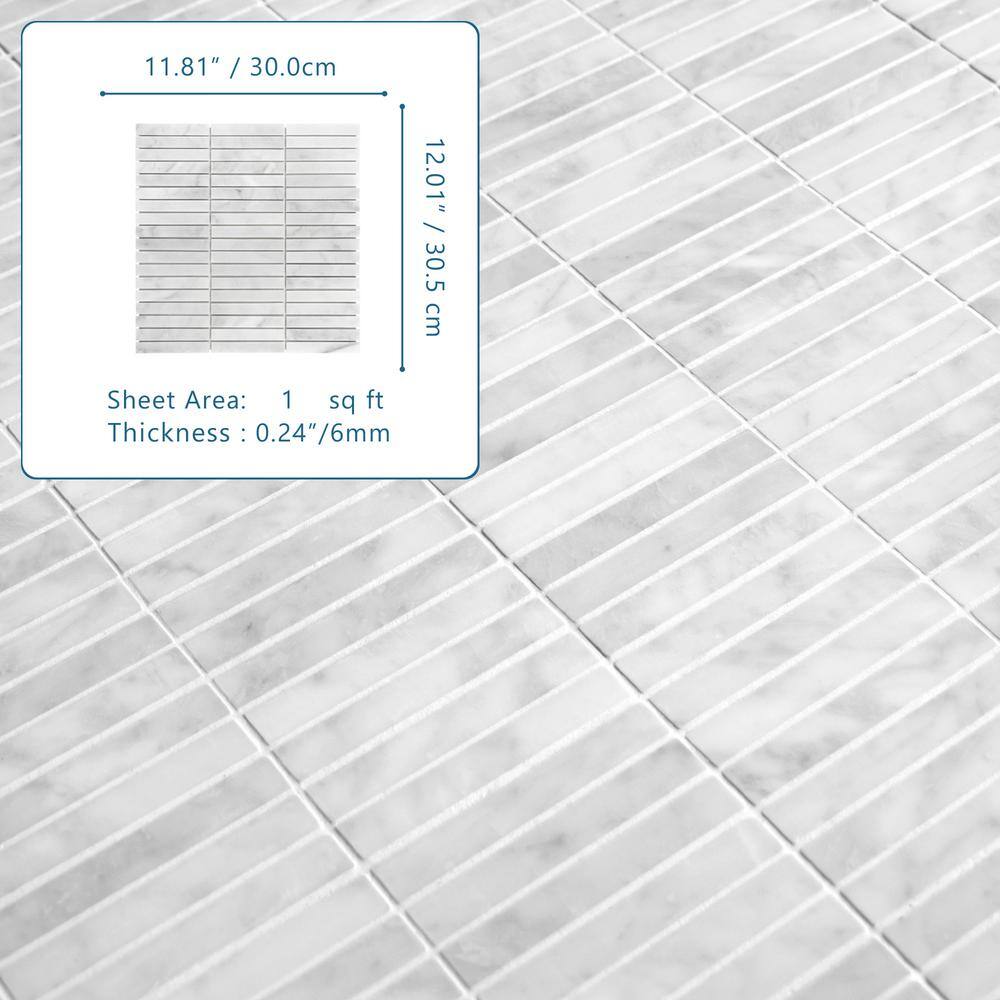 Carrara White Polished Marble Mosaic Tile for Wall and Floor