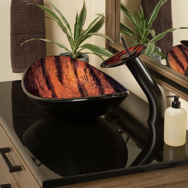 Novatto VOLLE Glass Vessel Bathroom Sink Set, Oil Rubbed Bronze