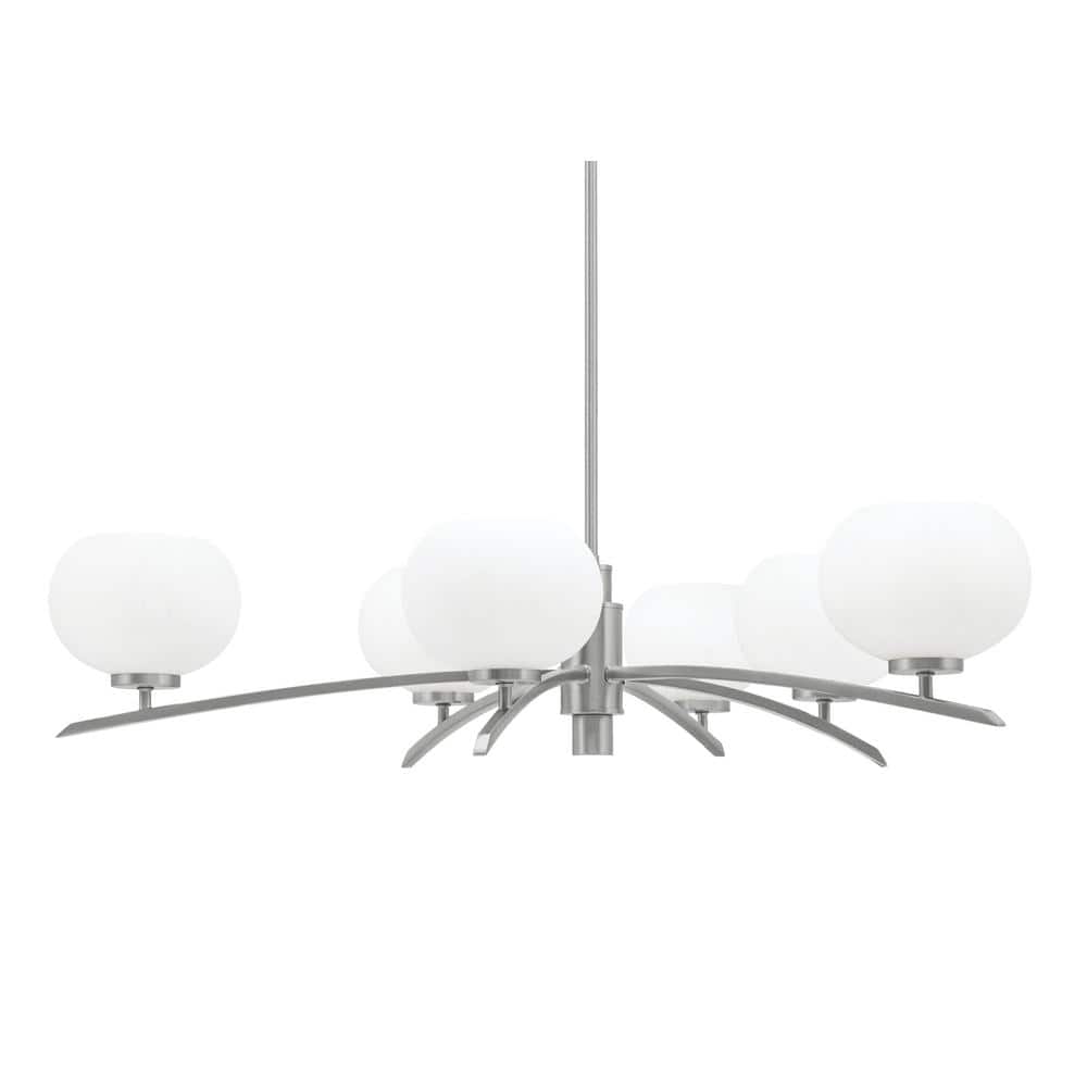 Siena 32.5 in. 6-Light Graphite Chandelier with 7 in. White Muslin Glass Sh