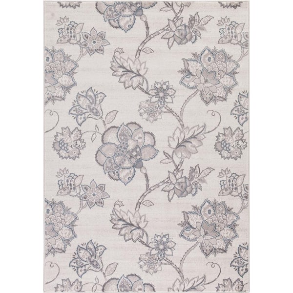 Concord Global Trading Lara Harmony Ivory 5 ft. x 8 ft. Floral Area Rug