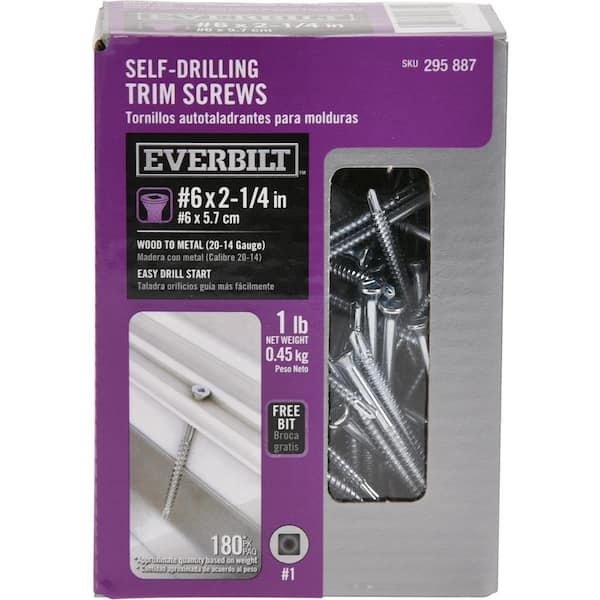 Everbilt #6 2-1/4 in. Square Bugle-Head Self-Drilling Trim Screw 1 lb.-Box (180-Piece)