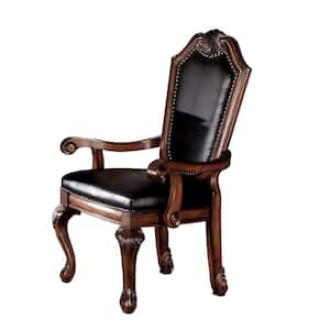 Chateau De Ville Arm Chair (Set-2) in Black PU and Cherry