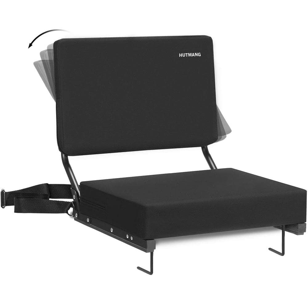 Black Steel Portable Folding Stadium Seats, Bleacher Chairs with Comfy Padd