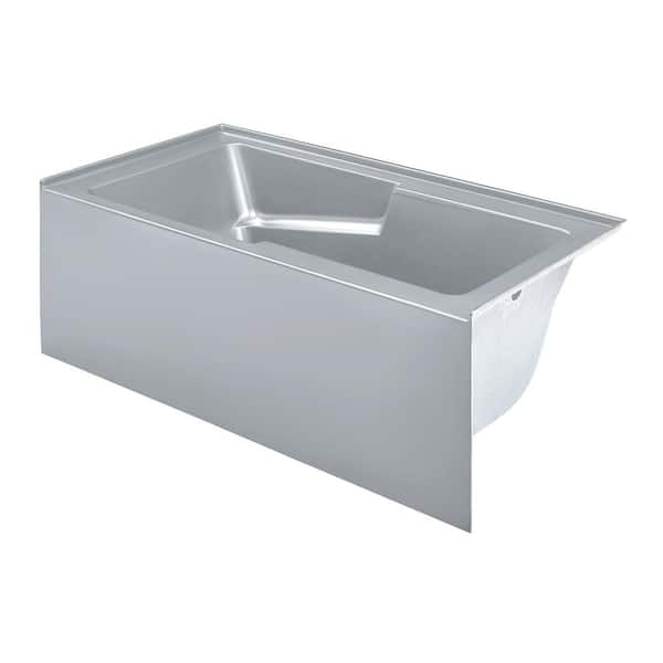 Voltaire 60 in. x 32 in. Soaking Bathtub with Right-Hand Drain in Gray Matte
