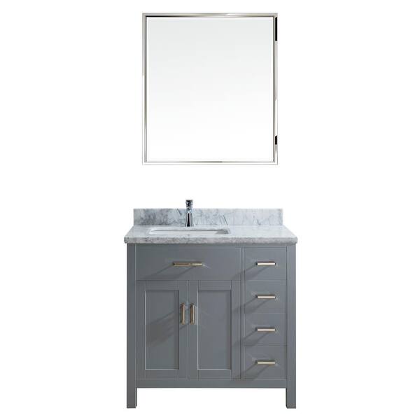 Studio Bathe Kalize II 36 in. W x 22 in. D Vanity in Oxford Gray with Marble Vanity Top in Gray with White Basin and Mirror