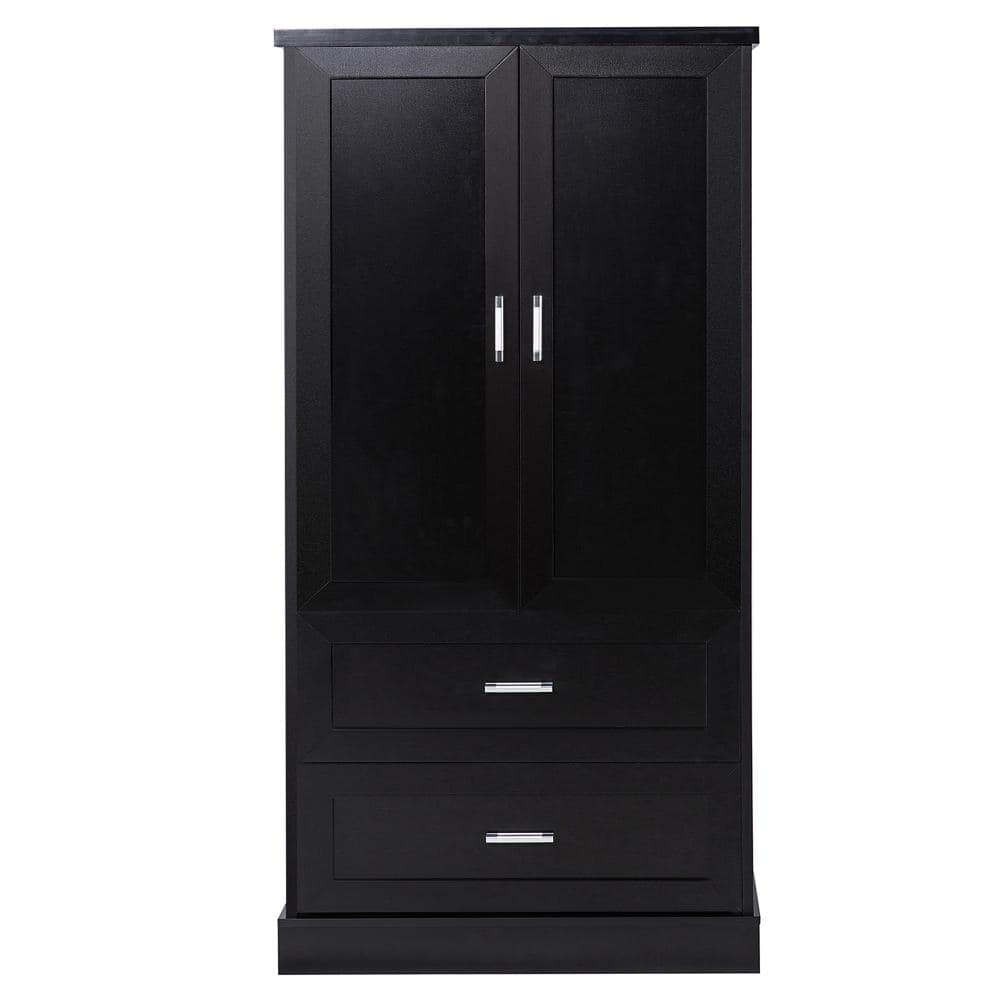 31.3 in. W x 16 in. D x 64 in. H Black Tall Bathroom Storage Cabinet with Two Doors and Drawers price history on PriceWatchPro