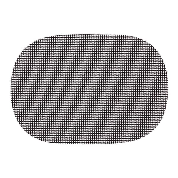 Kraftware Fishnet 17 in. x 12 in. Black PVC Covered Jute Oval Placemat (Set of 6)
