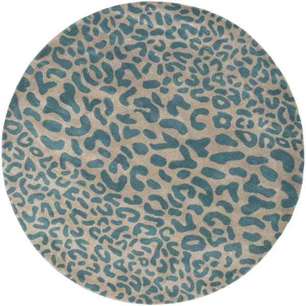 Livabliss Bicauri Teal 4 ft. x 4 ft. Round Indoor Area Rug