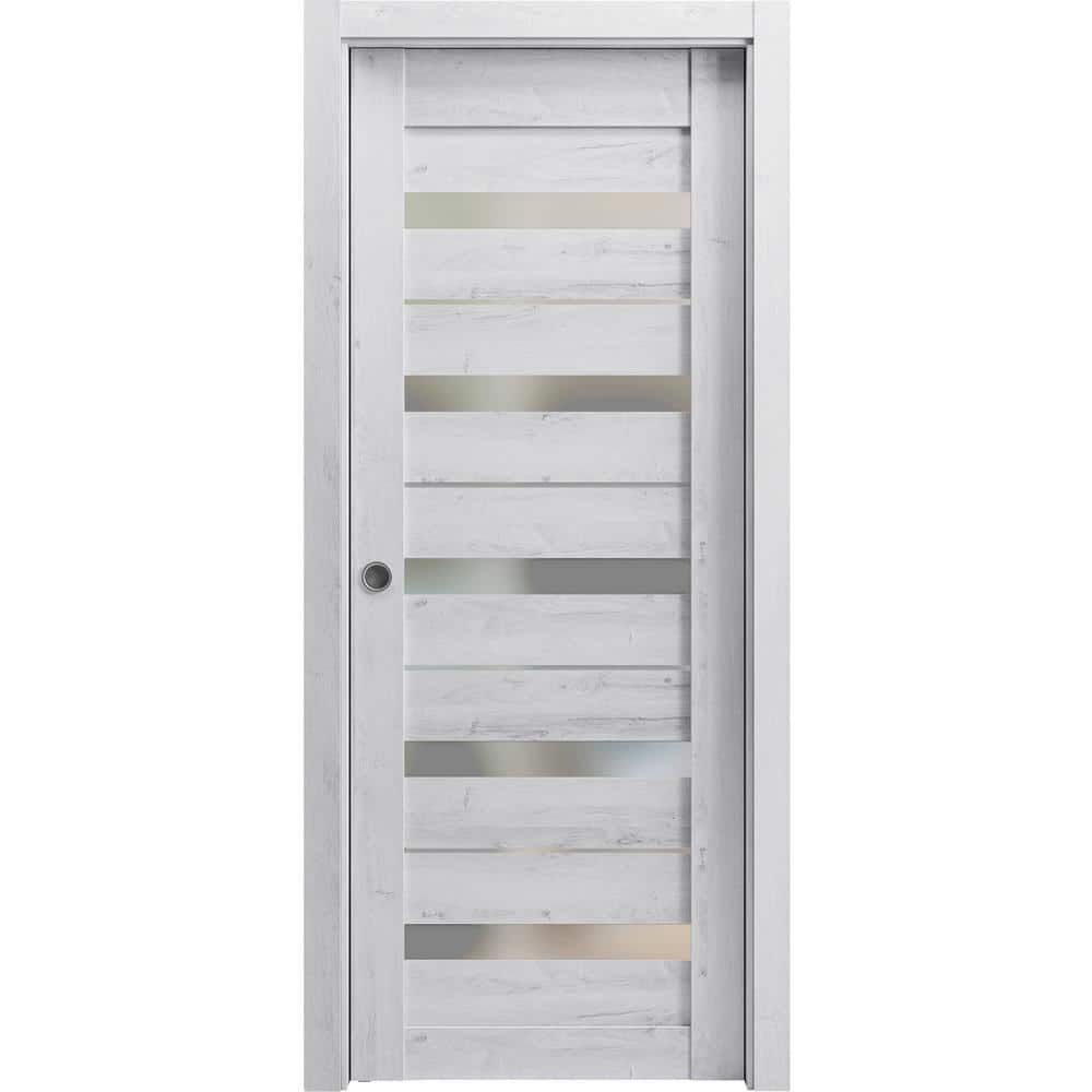 42 in. x 84 in. 1 Panel Nordic White Finished Solid MDF Sliding Door with Hardware price history on PriceWatchPro