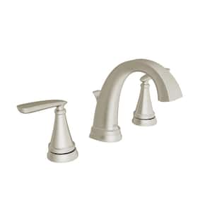 Somerville 8 in. Widespread 2-Handle Bathroom Faucet with Pop-Up Drain Set of 2 in Brushed Nickel