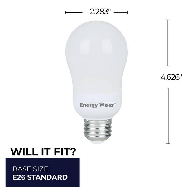 60-Watt Equivalent Warm White Light A19 Non-Dimmable UL Energy Wiser CFL Lightbulb (4-Pack) 60-Watt Equivalent Warm White Light A19 Non-Dimmable UL Energy Wiser CFL Lightbulb (4-Pack)