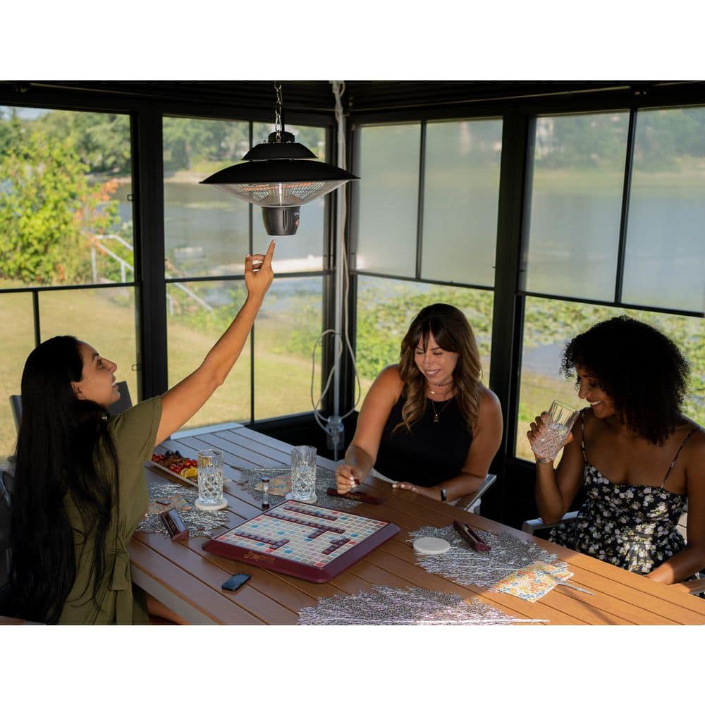 Silver Infrared Electric Hanging Outdoor Heater with Remote