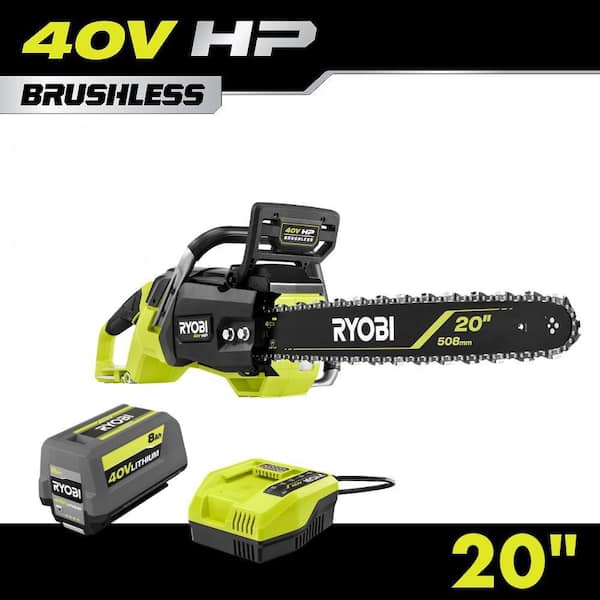 40V HP Brushless 20 in. Battery Chainsaw with 8.0 Ah Battery and Charger