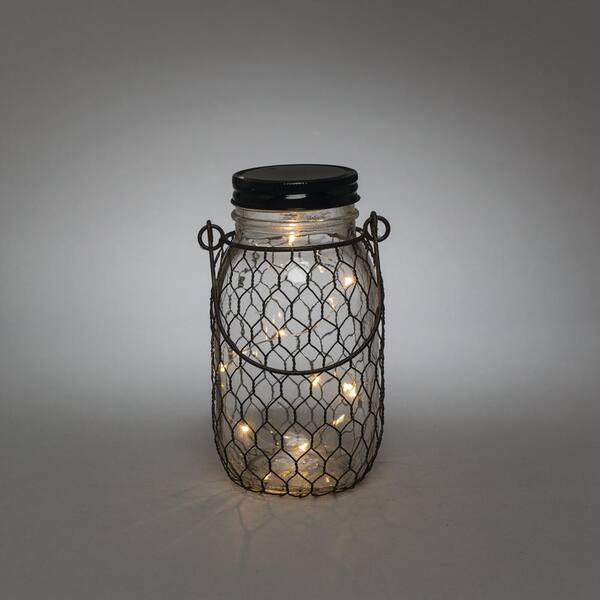Everlasting Glow 3.5 in. x 7 in. Black Wire LED Lighted Mason Jar