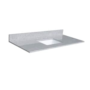 37 in. W x 22 in. D x 0.75 in. H Engineered Stone Composite Bathroom Vanity Top in Gray with Rectangular Single Sink
