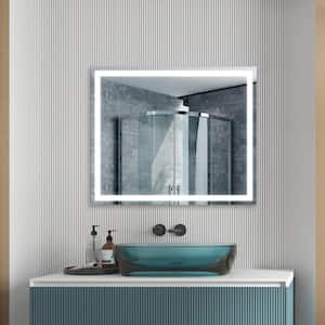36 in. W x 30 in. H Rectangular Frameless LED Light with 3 Color and Anti-Fog Wall Mounted Bathroom Vanity Mirror