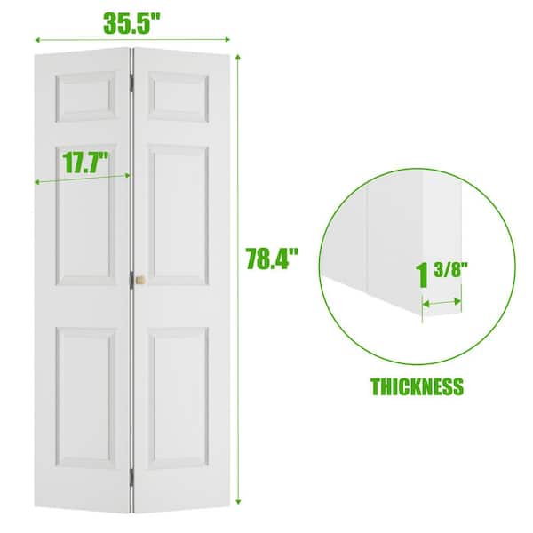 SOCBAZZAR 36 in. x 78.4 in. 3-Panel Hollow Core White Primed