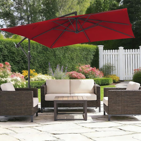 14 patio umbrella FIM Umbrellas FIM Flexy Aluminum 8x14 Rectangular Offset Patio Umbrella  with Sunbrella Fabric