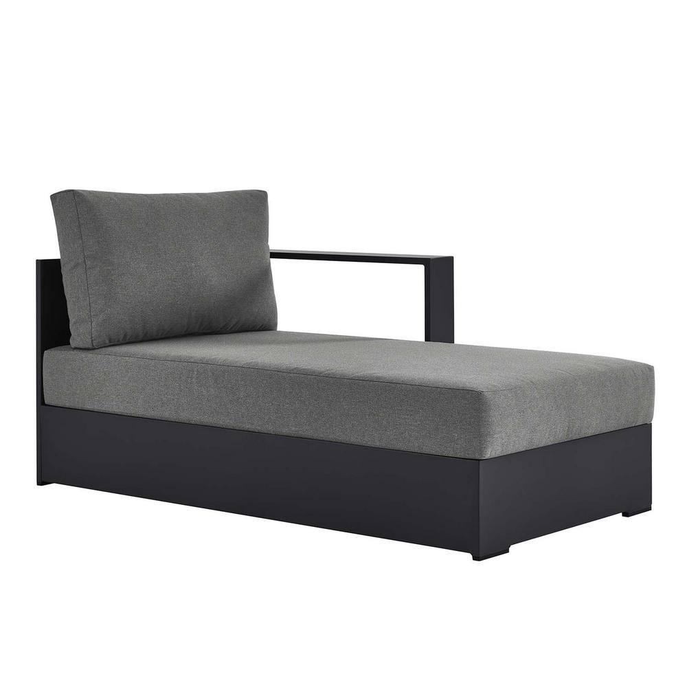 Gray Charcoal Aluminum Outdoor Left Arm Chaise Lounger