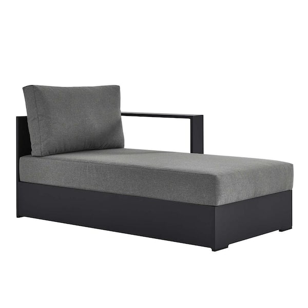 MODWAY Tahoe Patio Powder-Coated Aluminum  Outdoor Modular Right-Facing Chaise Lounge in Gray Charcoal