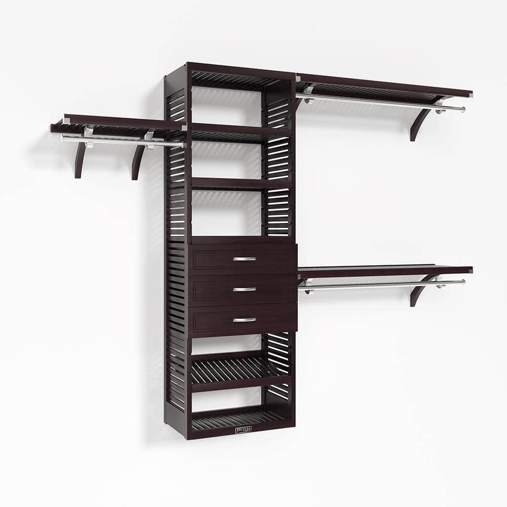 72 in. W - 120 in. W Espresso Walk in with 3 Drawers 16 in. Shelf Wood Closet System price history on PriceWatchPro