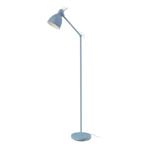 Priddy 9.06 in. W x 53.82 in. H 1-Light Blue Standard Floor Lamp for Living Room with Metal Dome Shade