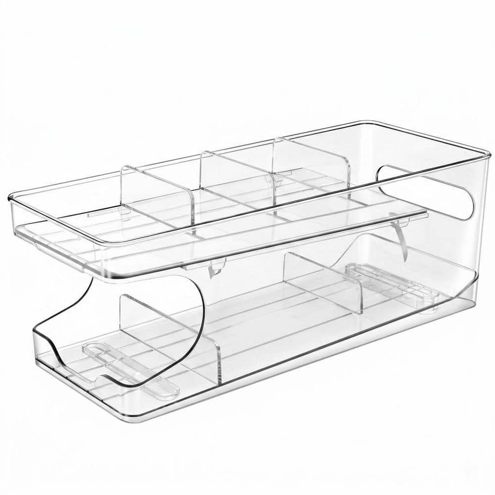 10 Can Clear Transparent PET Refrigerator Organizer Gravity Sliding Dual Layer Kitchen Storage Soda Dispenser price history on PriceWatchPro