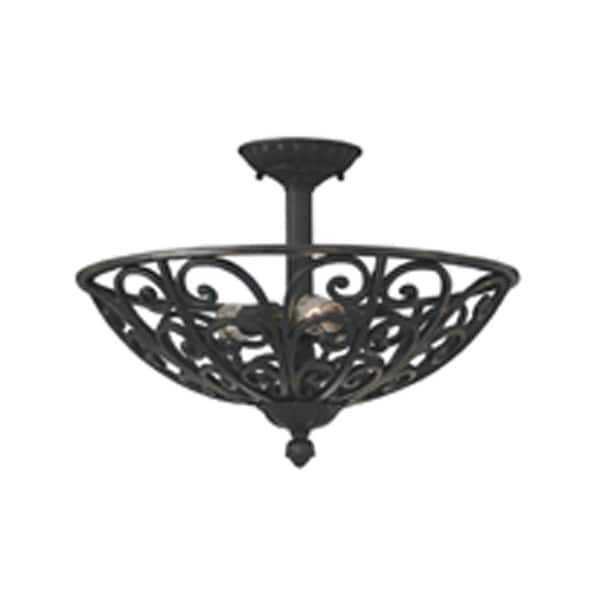 Designers Fountain Alhambra 3-Light Natural Iron Ceiling Semi-Flush Mount Light