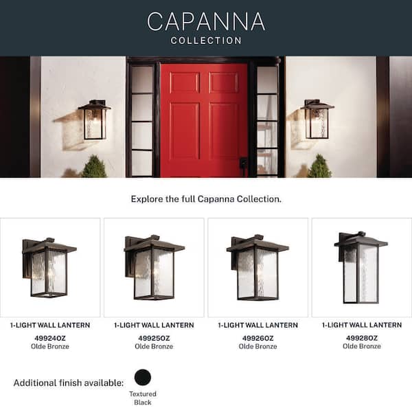 KICHLER Capanna 1-Light Olde Bronze Outdoor Hardwired Wall Lantern