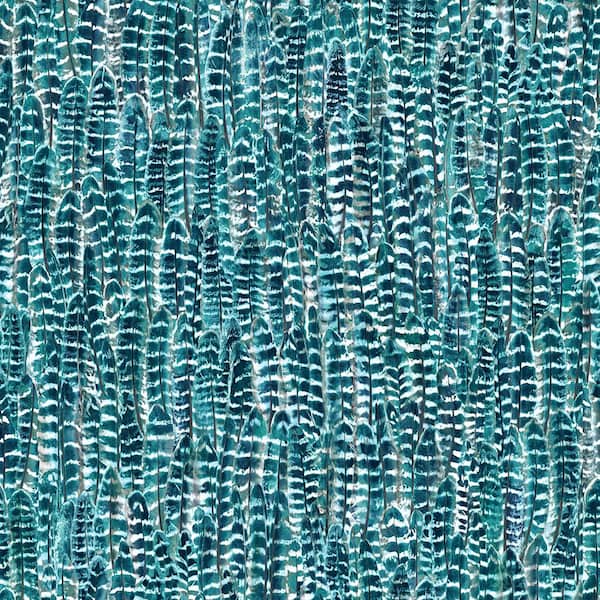 Origin Identity Teal Feathers Paper Strippable Wallpaper (Covers 56.4 sq. ft.)