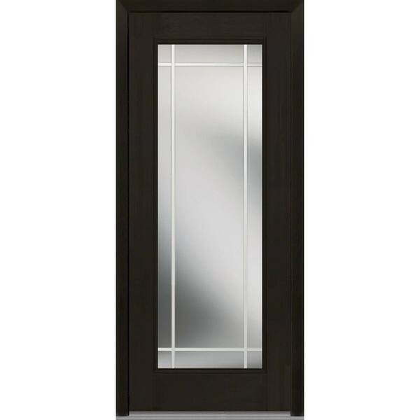 MMI Door 36 in. x 80 in. Internal Grilles Right-Hand Inswing Full Lite Clear Stained Fiberglass Mahogany Prehung Front Door