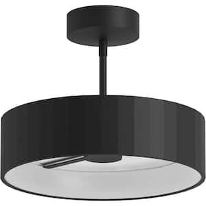 Simpalo 14.3125 in. Matte Black LED Semi-Flush Mount