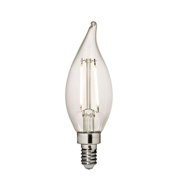 2.5-Watt Equivalent CA11 Shape E12 Base Bright White (3000K) Dimmable Clear LED Light Bulb (1-Pack)