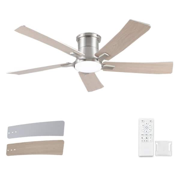 Stylish 46 in. Integrated LED Indoor Nickel Standard Flush Mount Ceiling Fan with Remote Contorl and Reversible Motor